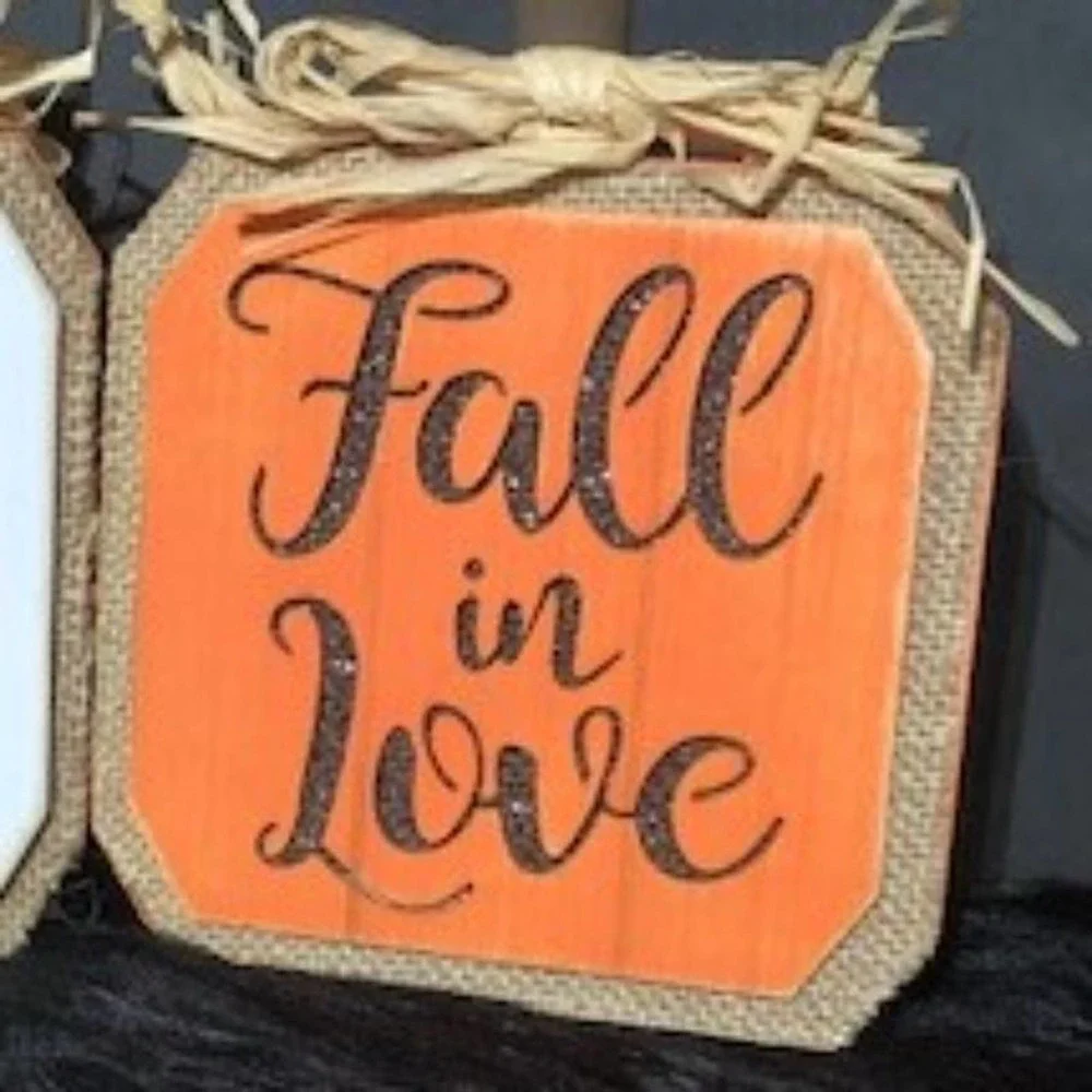 Fall Autumn Harvest Rustic Wooden Pumpkins--Set of 2~~NWOT